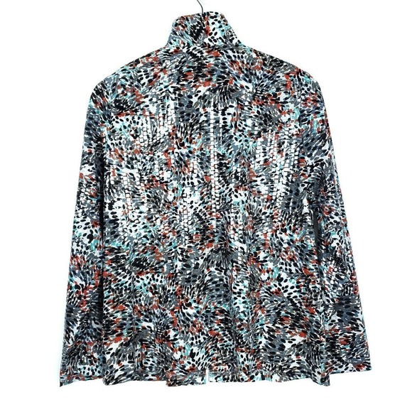 Exclusively Misook Sweater Medium Colorful Spotted Shiny Flashy Zip Up Cardigan - Picture 5 of 7